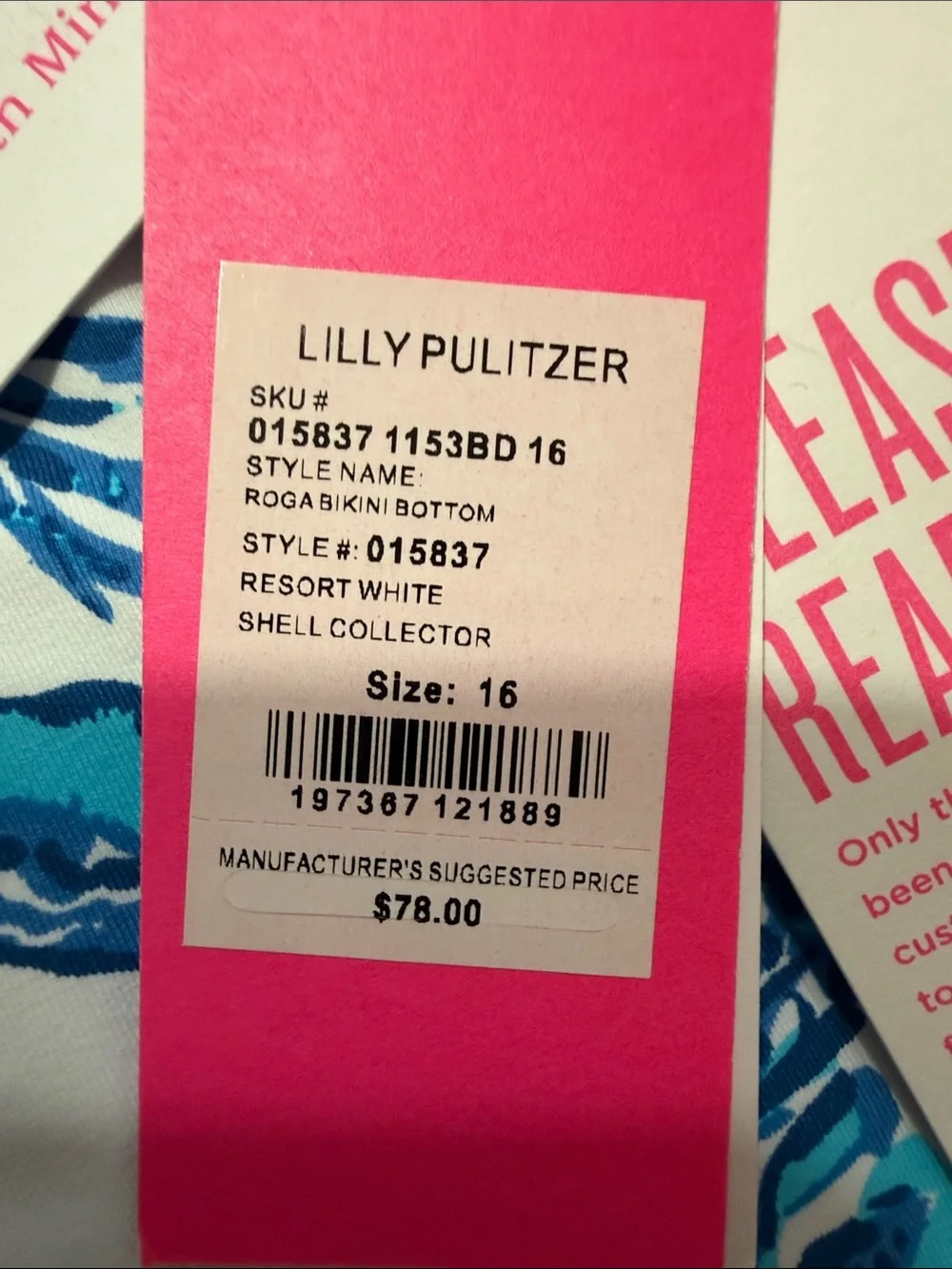 NWT Lilly Pulitzer Resort White Roga Shell Collector bikini bottom sz 16